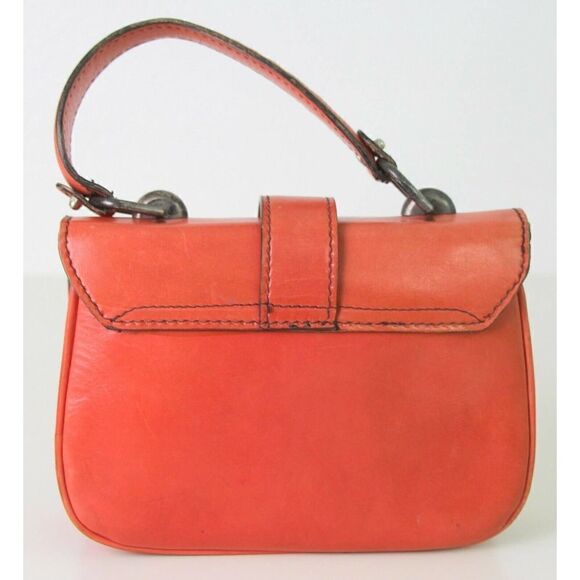 VINTAGE LAMPROM SALMON RED GENUINE LEATHER POCKETBOOK CLUTCH PURSE HANDBAG - Picture 3 of 8